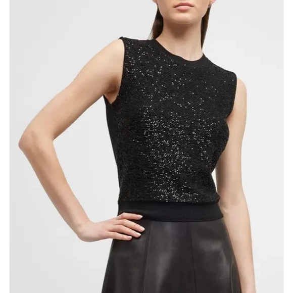 CURRENT St John Sequin Knit Tank Top Wool Silk sz M $495 - Picture 1 of 11